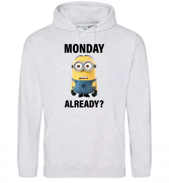 Мужская толстовка (худи) Monday already Серый меланж фото