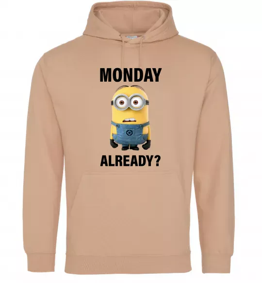 Мужская толстовка (худи) Monday already Песочный фото