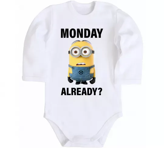 Детский боди Monday already Белый фото