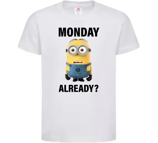 Дитяча футболка Monday already Білий фото