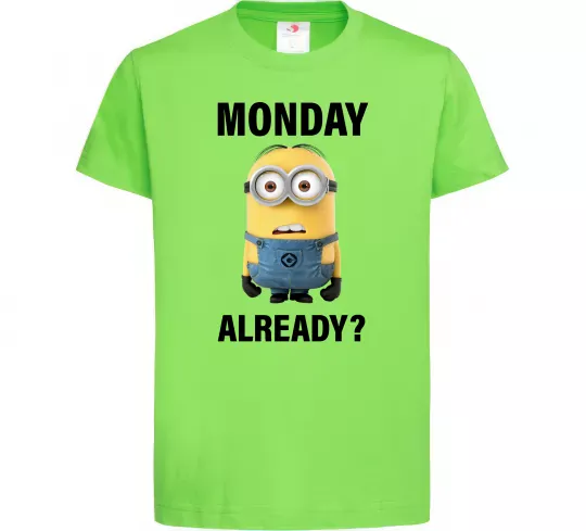 Дитяча футболка Monday already Лаймовий фото