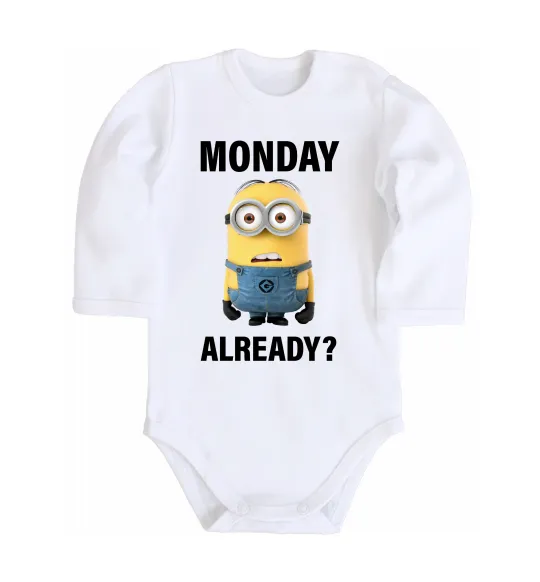 Дитячий бодік Monday already Білий фото