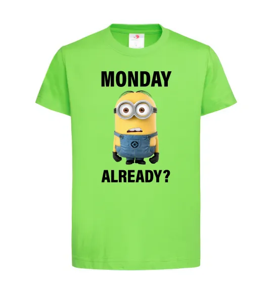 Дитяча футболка Monday already Лаймовий фото