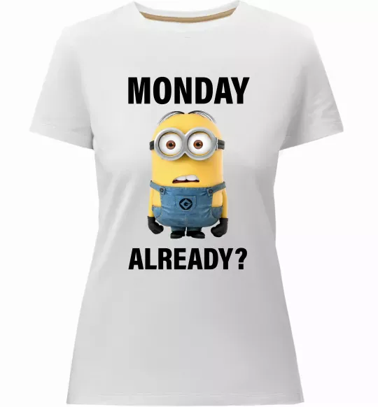 Женская премиум футболка Monday already Белый фото