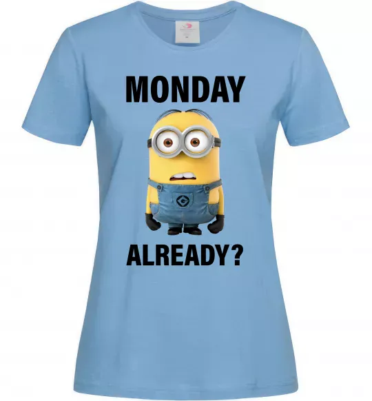Женская футболка Monday already Голубой фото