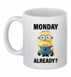 Чашка керамическая Monday already Белый фото
