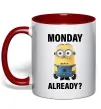 Чашка с цветной ручкой Monday already Красный фото