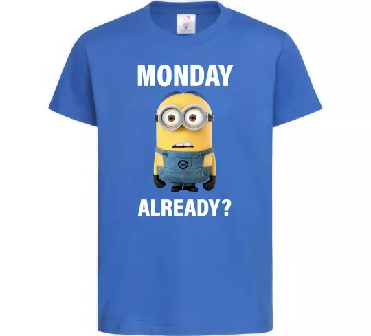 Дитяча футболка Monday already Яскраво-синій фото