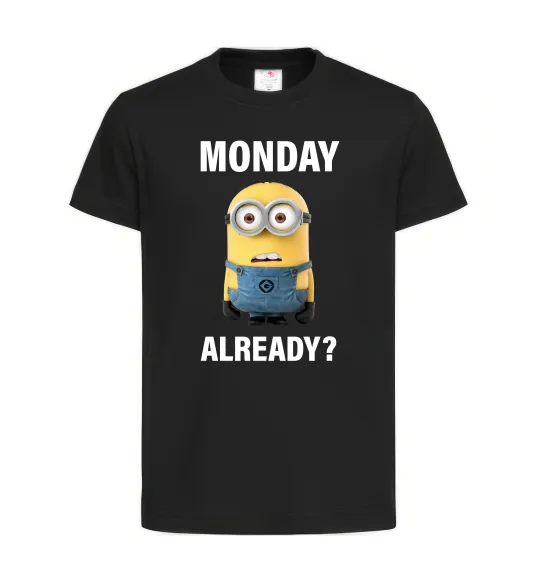 Дитяча футболка Monday already Чорний фото