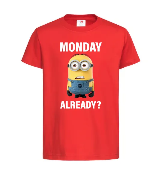 Дитяча футболка Monday already Червоний фото