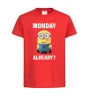 Дитяча футболка Monday already Червоний фото