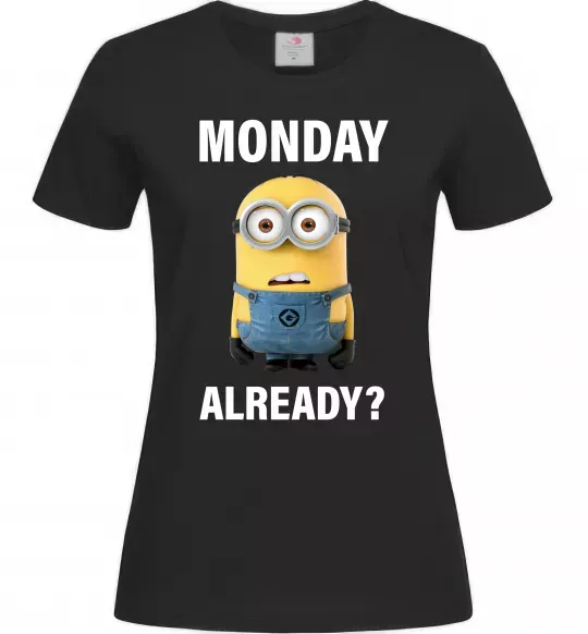 Женская футболка Monday already Черный фото