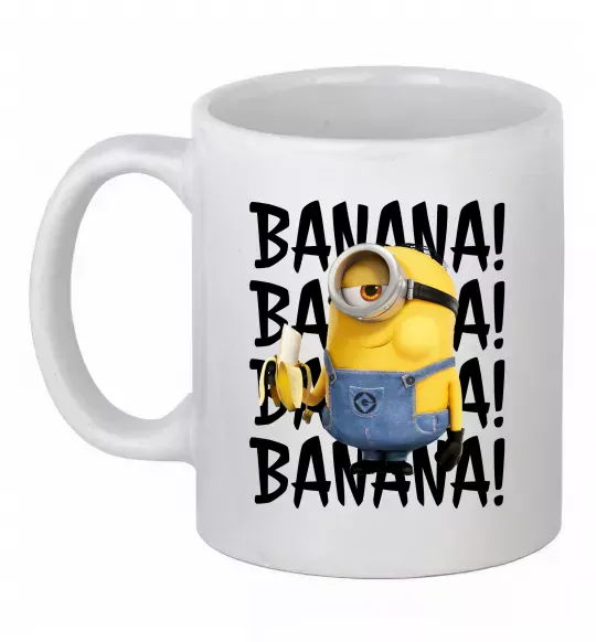 Чашка керамічна Міньйон Banana Білий фото