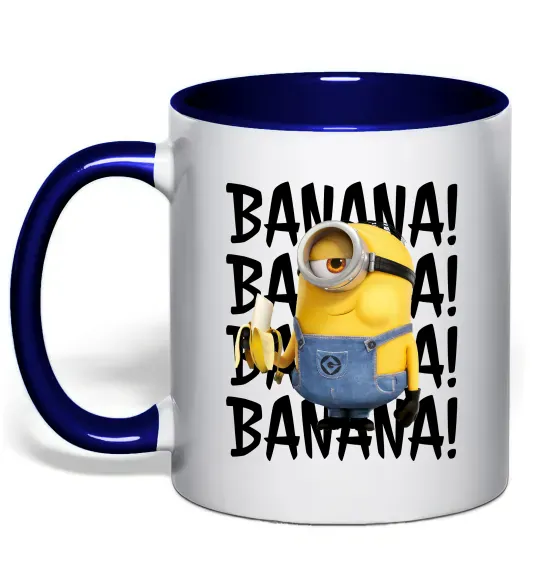Чашка з кольоровою ручкою Міньйон Banana Глибокий темно-синій фото