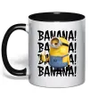 Чашка з кольоровою ручкою Міньйон Banana Чорний фото