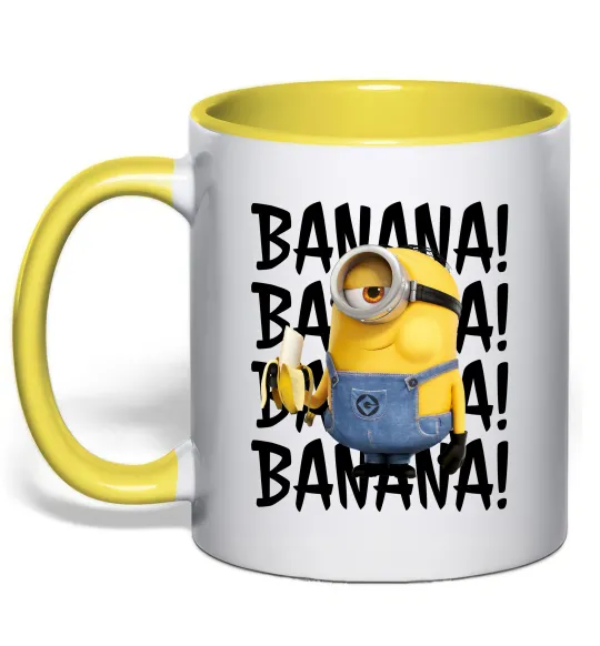 Чашка з кольоровою ручкою Міньйон Banana Лимонний фото
