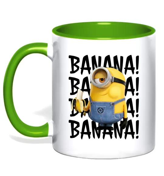 Чашка з кольоровою ручкою Міньйон Banana Лаймовий фото