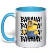 Чашка з кольоровою ручкою Міньйон Banana Блакитний фото
