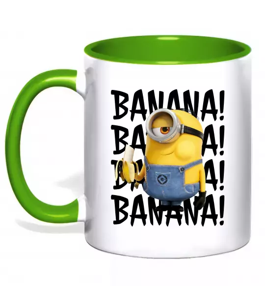 Чашка з кольоровою ручкою Міньйон Banana Зелений фото