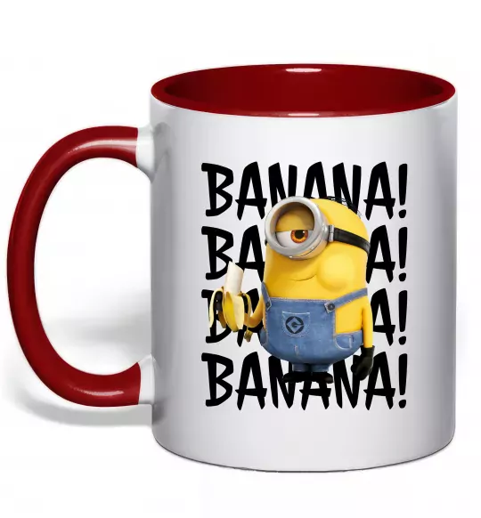 Чашка з кольоровою ручкою Міньйон Banana Червоний фото
