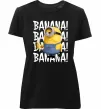 Женская премиум футболка Міньйон Banana Черный фото