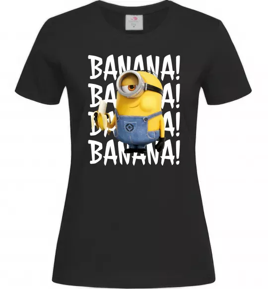 Женская футболка Міньйон Banana Черный фото