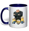 Чашка з кольоровою ручкою Dad №1 Minions Глибокий темно-синій фото