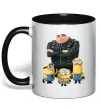 Чашка з кольоровою ручкою Dad №1 Minions Чорний фото