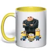 Чашка з кольоровою ручкою Dad №1 Minions Лимонний фото