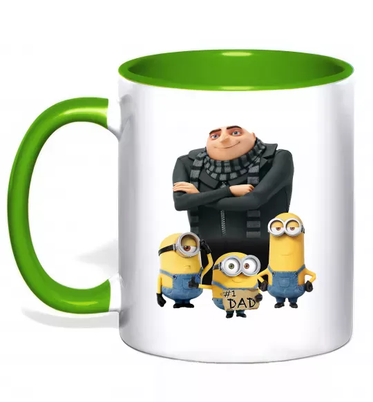 Чашка з кольоровою ручкою Dad №1 Minions Зелений фото