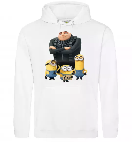 Чоловіча толстовка (худі) Dad №1 Minions Білий фото