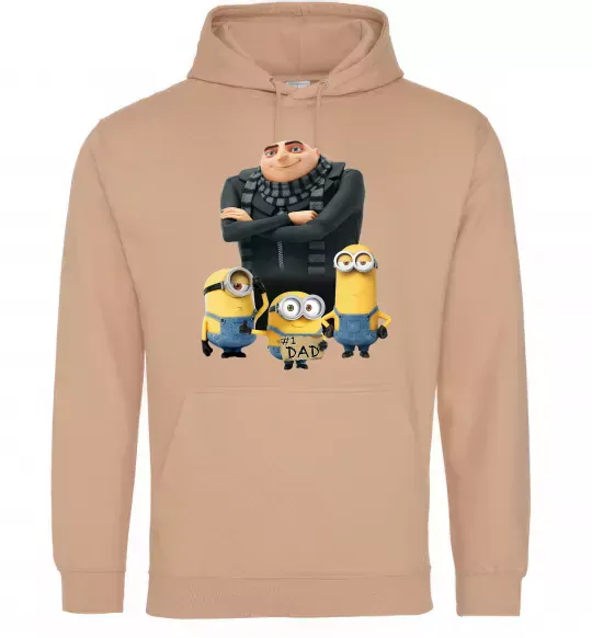 Чоловіча толстовка (худі) Dad №1 Minions Пісочний фото