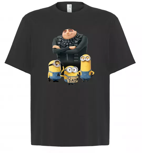 Футболка Оверсайз Dad №1 Minions Чорний фото
