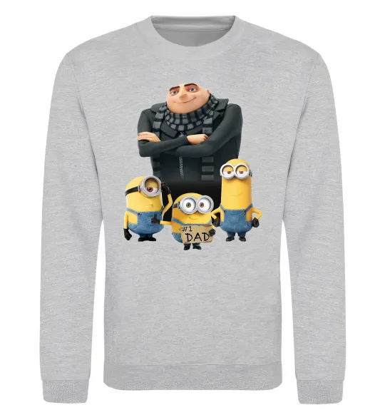 Світшот Dad №1 Minions Сірий меланж фото