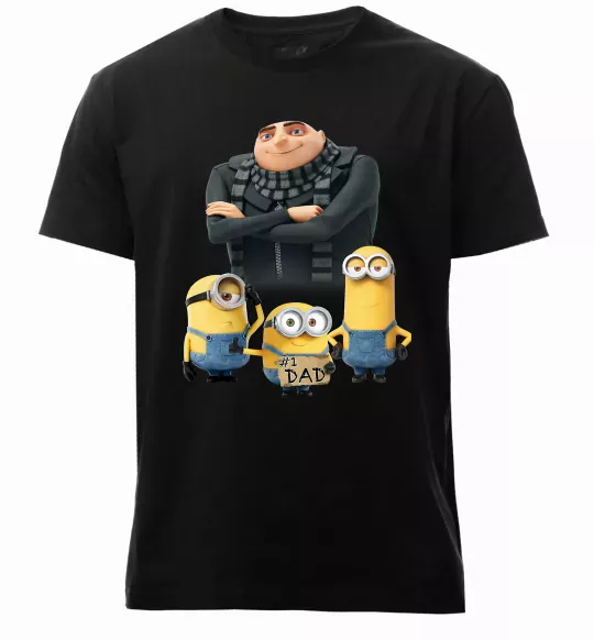 Мужская премиум футболка Dad №1 Minions Черный фото