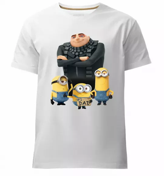 Мужская премиум футболка Dad №1 Minions Белый фото