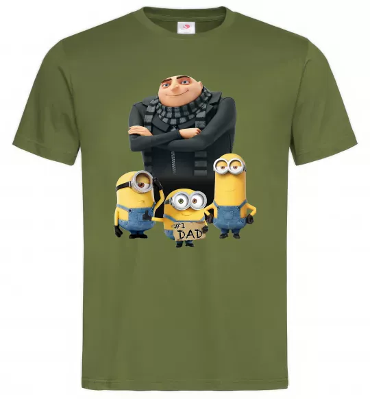 Мужская футболка Dad №1 Minions Оливковый фото