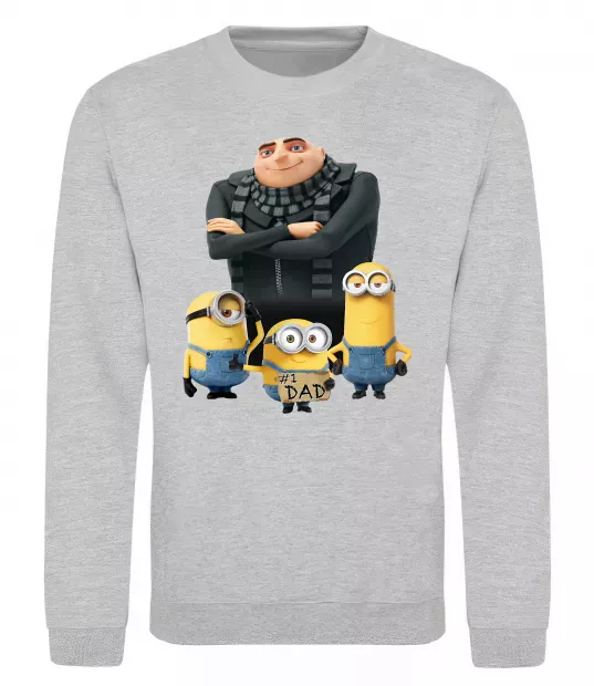 Світшот Dad №1 Minions Сірий меланж фото