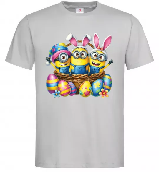 Мужская футболка Великодні міньйони Серый фото