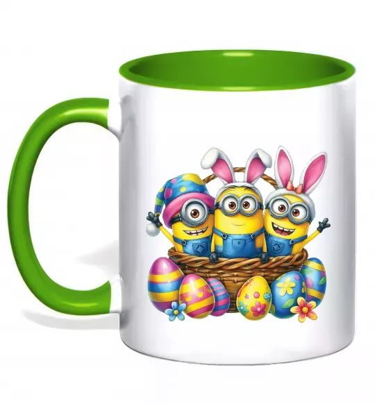 Чашка с цветной ручкой Великодні міньйони Зеленый фото