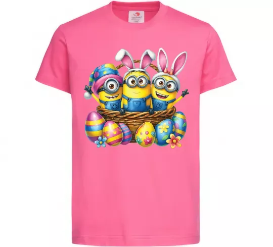 Детская футболка Великодні міньйони Ярко-розовый фото