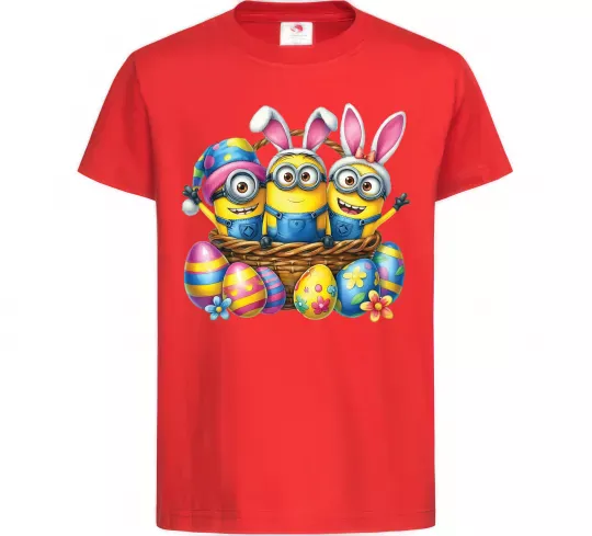 Детская футболка Великодні міньйони Красный фото