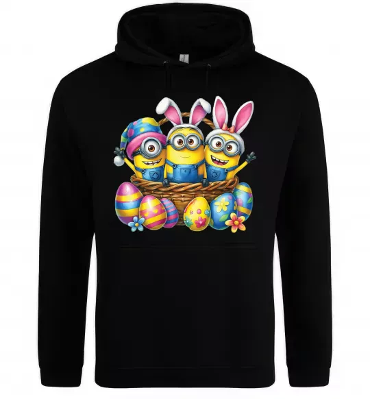 Чоловіча толстовка (худі) Великодні міньйони Чорний фото