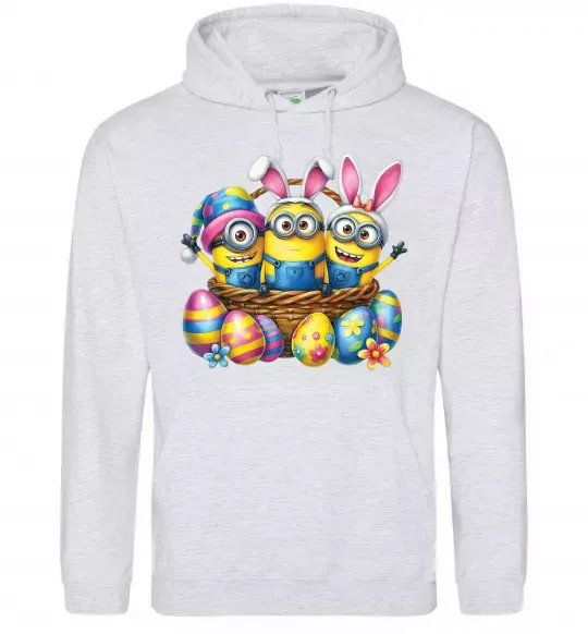 Чоловіча толстовка (худі) Великодні міньйони Сірий меланж фото