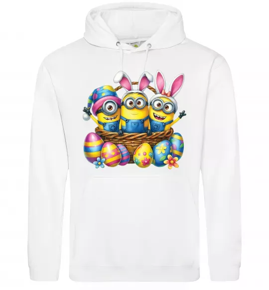Женская толстовка (худи) Великодні міньйони Белый фото