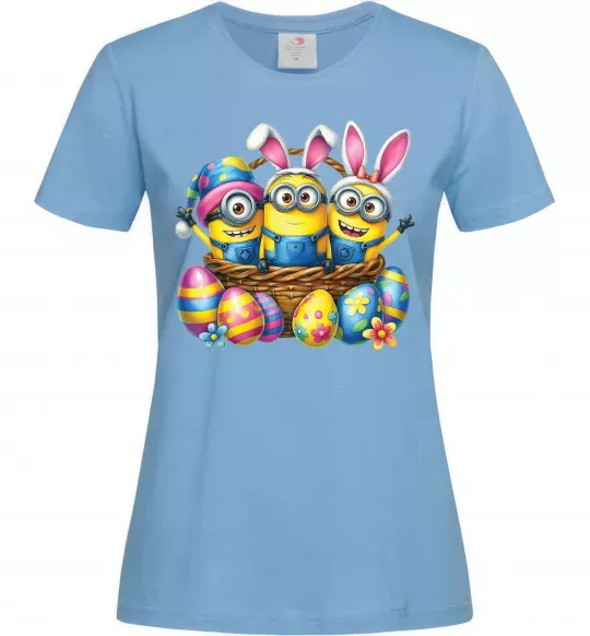 Жіноча футболка Великодні міньйони Блакитний фото