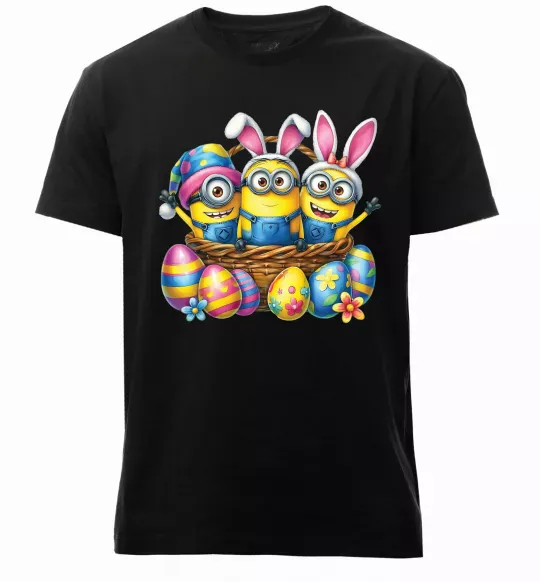Мужская премиум футболка Великодні міньйони Черный фото