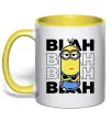 Чашка з кольоровою ручкою Minion blah blah Сонячно жовтий фото