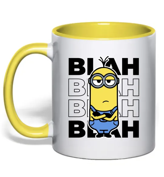 Чашка з кольоровою ручкою Minion blah blah Лимонний фото