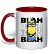 Чашка з кольоровою ручкою Minion blah blah Червоний фото
